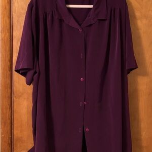 Woman Within Deep Purple Button-Down Blouse
